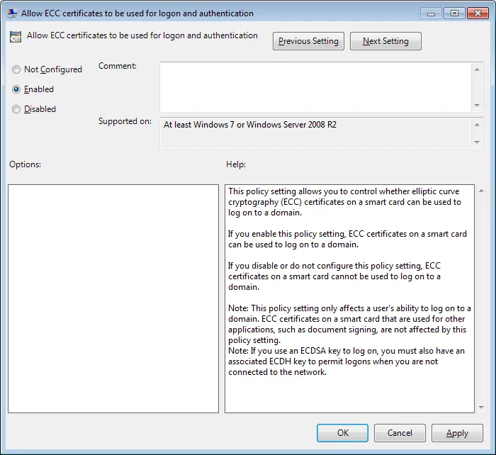 ECC GPO setting