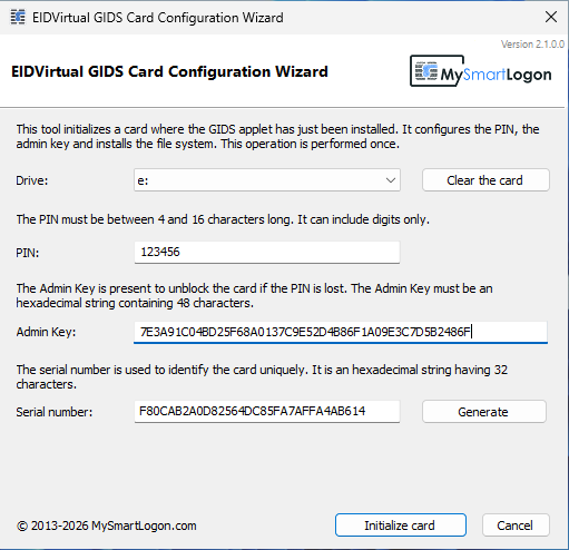Initialize the card