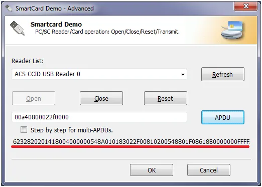 SCardDemo on host computer
