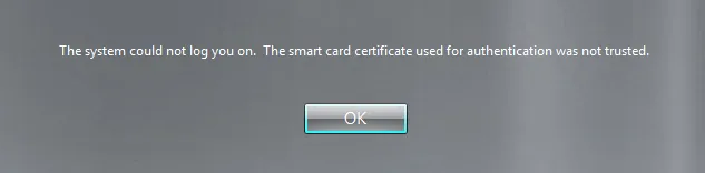 Certificate not trusted error message
