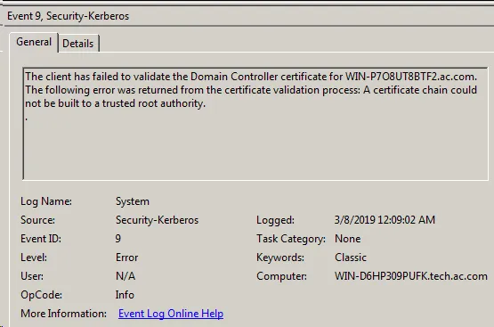 Root certificate in computer store
