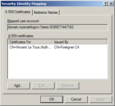 altSecurityIdentities attribute in ADSI Edit
